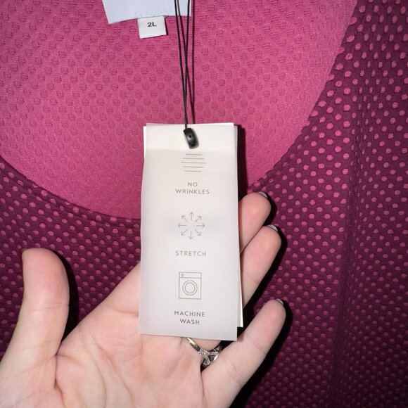 Leota Fit & Flare Scoop Back Dress Pink Honeycomb Circle Cap Sleeve Women’s 2XL - Picture 5 of 7